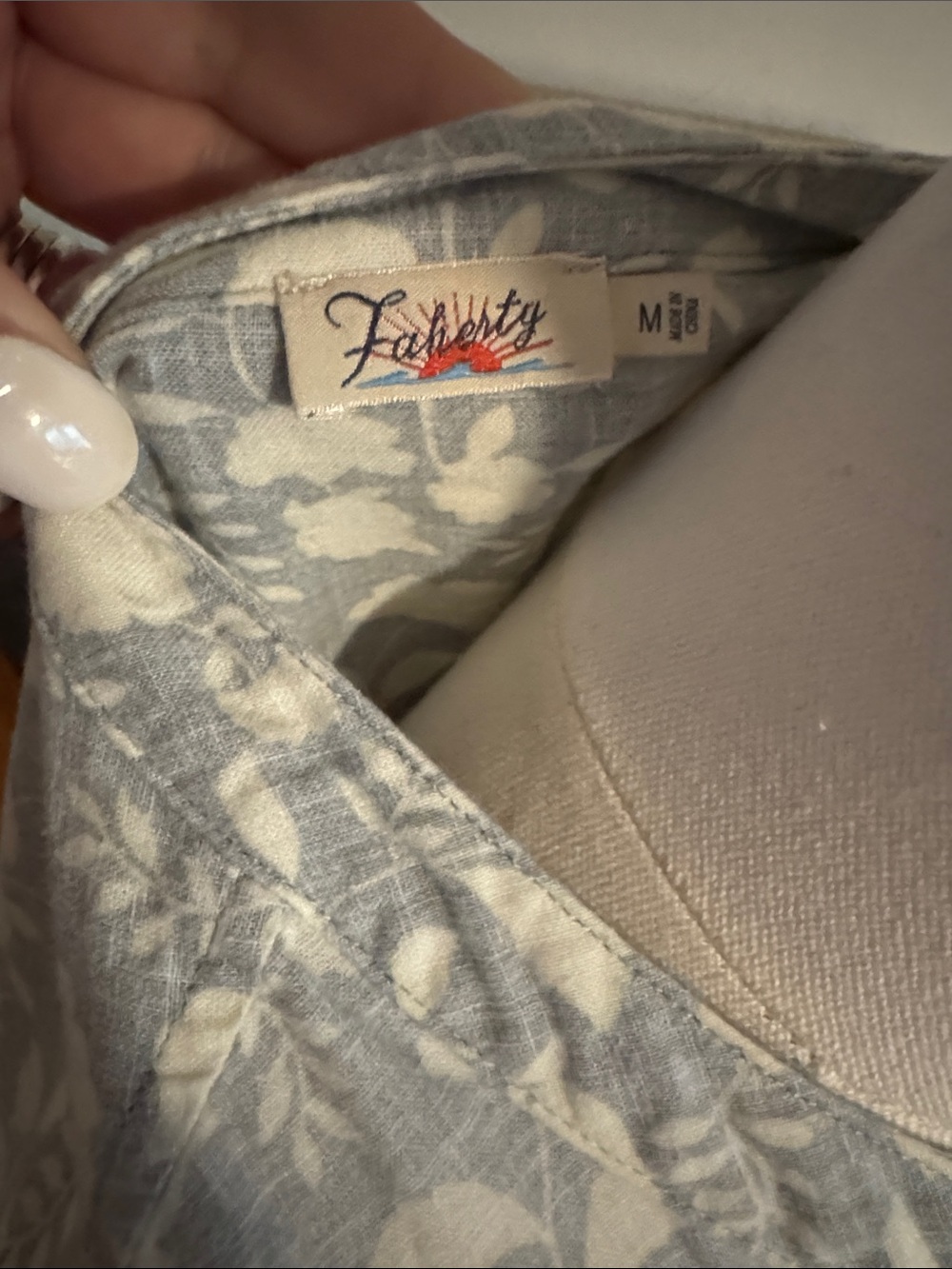 Faherty Linen Blend Floral Tunic Dress - Picture 2 of 4